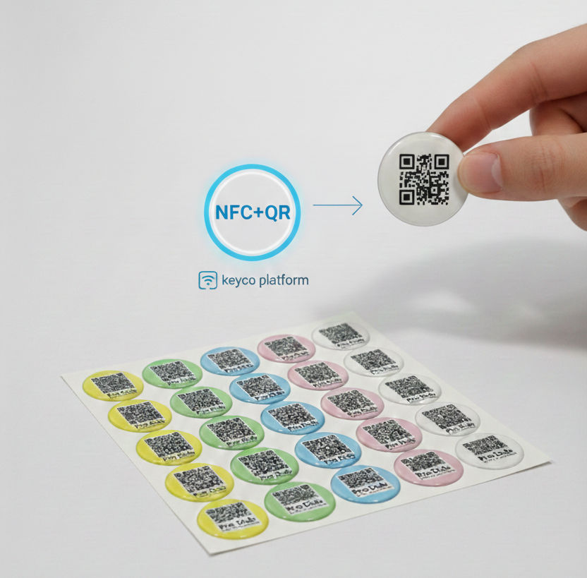 Keyco Pro Dub tamper-evident NFC and QR smart asset tags