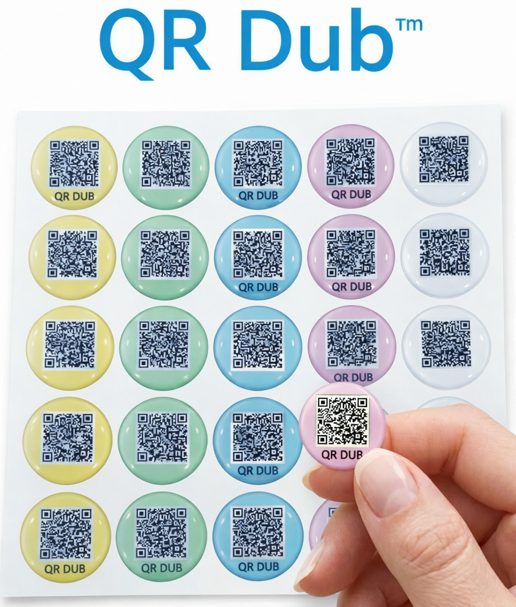 Keyco QR Dub pre-printed asset tags with unique encrypted identifiers